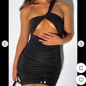 white fox black mini dress cutout in the middle